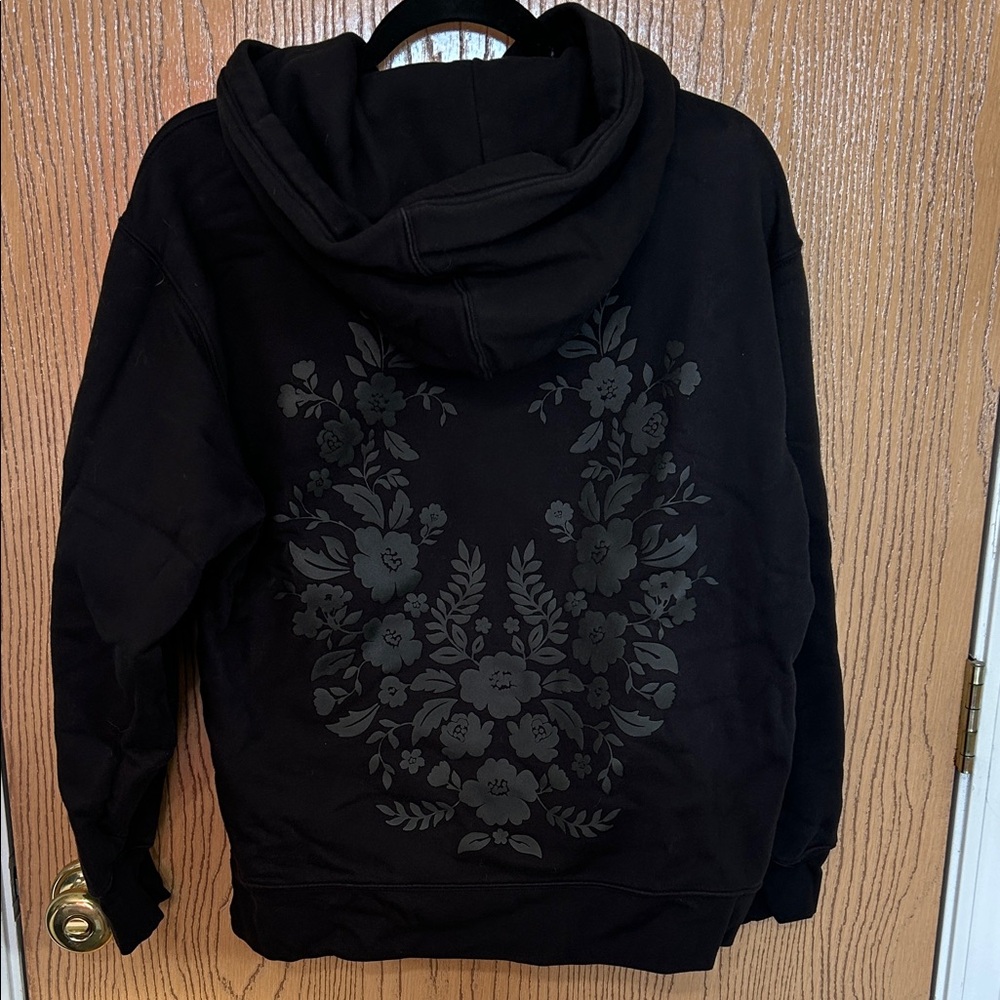 Athleta Marais Black Floral Textured Back Hoodie